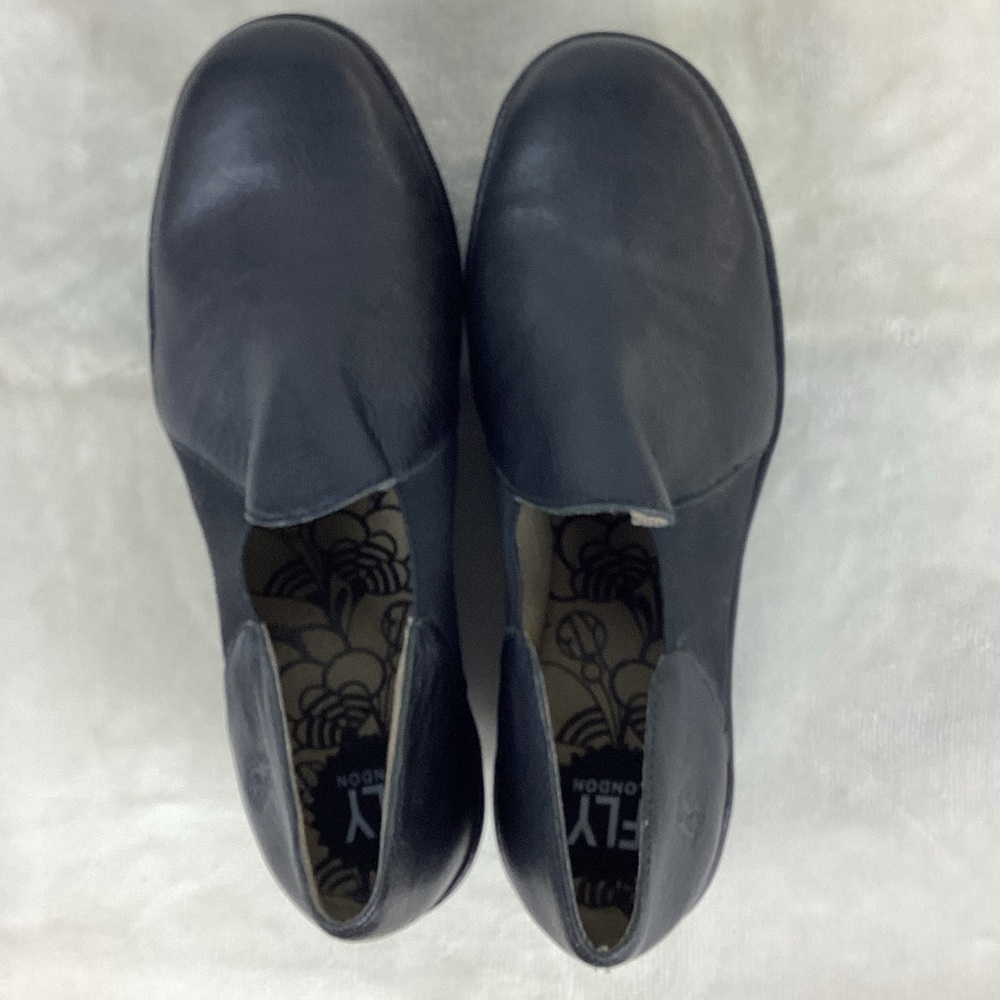 Fly London Black Leather Wedges - Picture 6 of 13